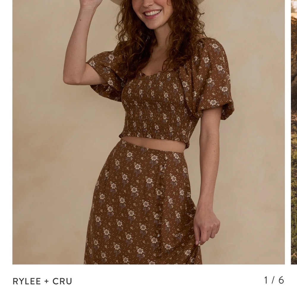 NWT Rylee and Cru Autumn Rose Top and Skirt